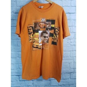 Vintage Tony Stewart Shirt Mens L Orange Graphic Short Sleeve Racing